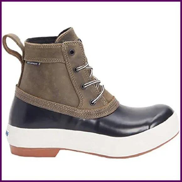 Waterproof Leather Lace-Up Boots Slip-Resistant Arch Support Mid-Calf